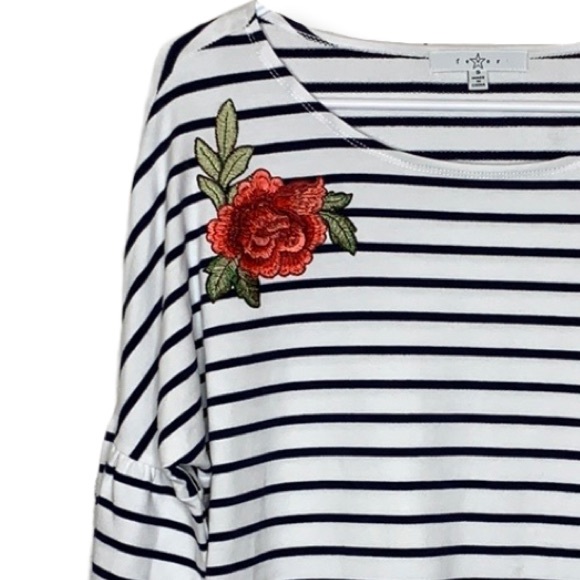 NWT Fever striped embroidered flower flare sleeve - Picture 4 of 11